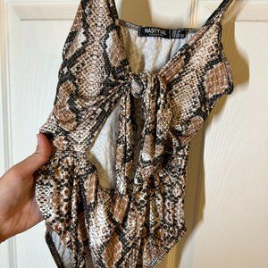 NastyGal Snakeskin Cutout Bodysuit